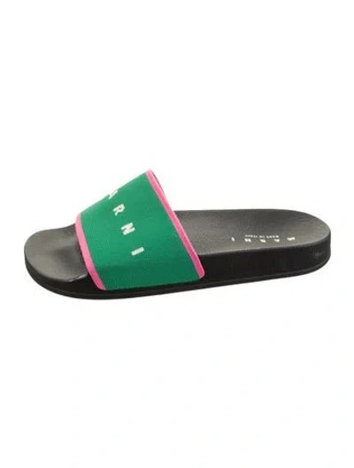 Pre-owned Marni Graphic Print Slides In Green