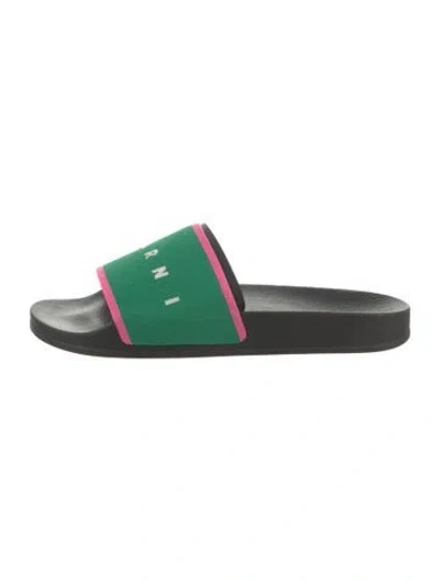 Pre-owned Marni Graphic Print Slides In Green