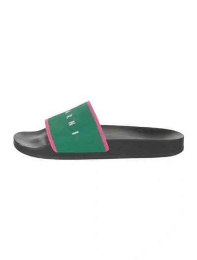Pre-owned Marni Graphic Print Slides In Green
