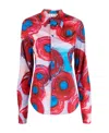 Marni Graphic-print Stretch-cotton Shirt In Red