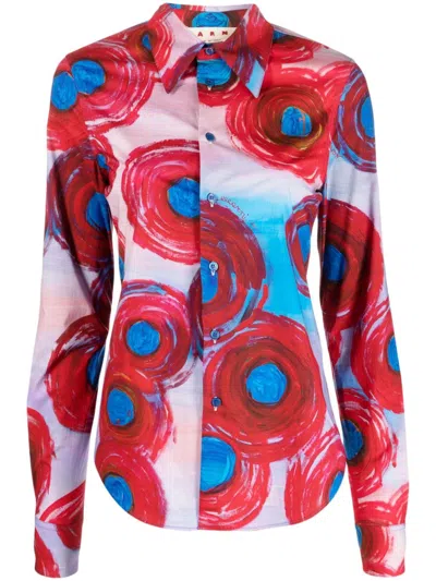 Marni Graphic-print Stretch-cotton Shirt In Multi