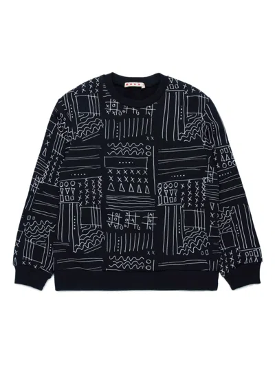 Marni Kids' Graphic-print Sweatshirt In Black