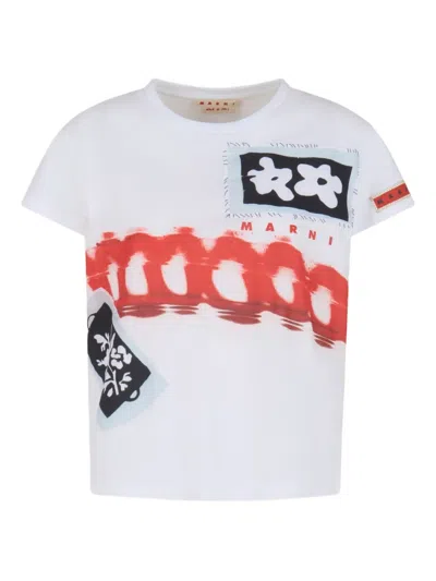 Marni Graphic Print T-shirt In White