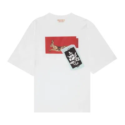 Pre-owned Marni Graphic Print T-shirt 'lily White' | Men's Size 46