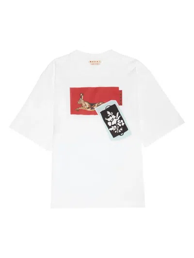 Marni Graphic Print T-shirt In White