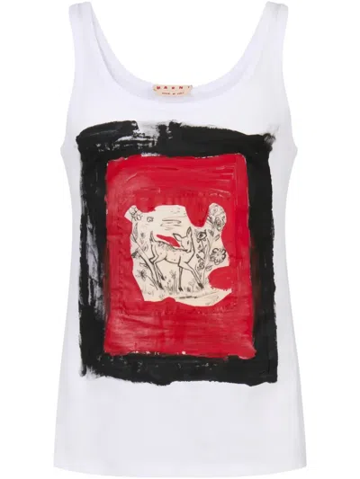 Marni Graphic-print Tank Top In 00w01 White