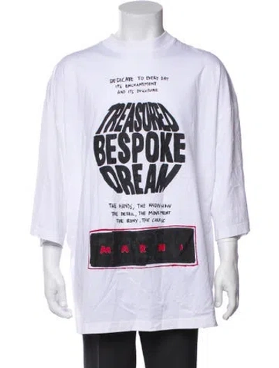Pre-owned Marni Graphic Print Three-quarter Sleeve Shirt In White