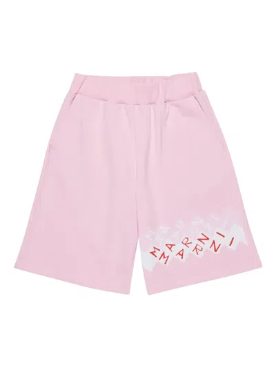 Marni Kids' Graphic-print Track Shorts In Pink