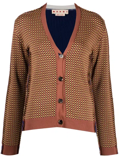 MARNI GRAPHIC-PRINT V-NECK CARDIGAN