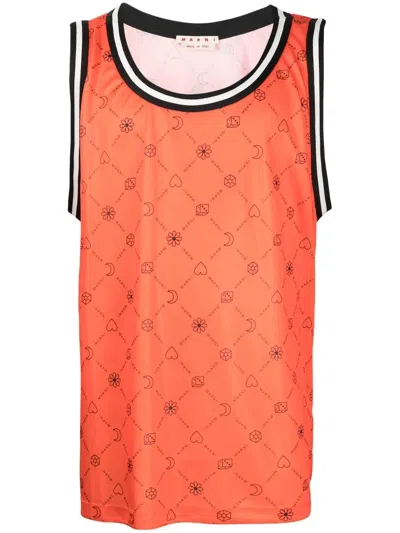 Marni Graphic-print Vest Top In Orange
