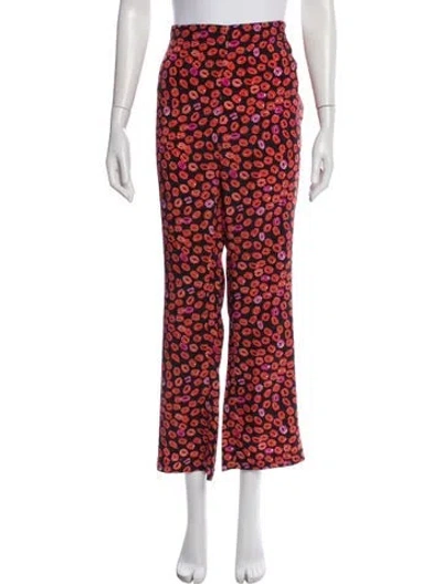 Pre-owned Marni Graphic Print Wide Leg Pants In Red