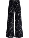 Marni Black Flocked Loose Jeans With Crayon Print In Black