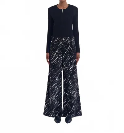 MARNI GRAPHIC-PRINT WIDE-LEG TROUSERS IN BLACK