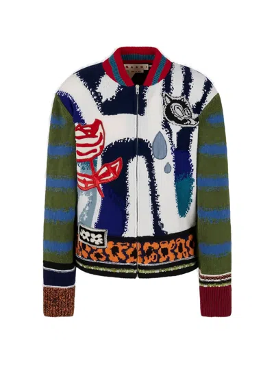Marni Graphic-print Zip-up Cardigan In Multi