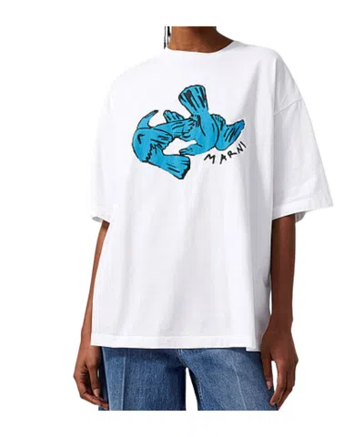 Marni Graphic Printed Crewneck T-shirt In White