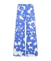 Marni Wide-leg Floral Cotton Trousers In Blue