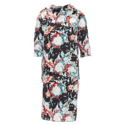 Marni Graphic Splash Paint Print Cotton Oriental Cut Dress In Multi