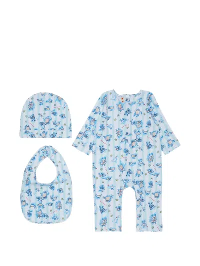 Marni Graphic-print Babygrow Set (set Of Three) In Blue