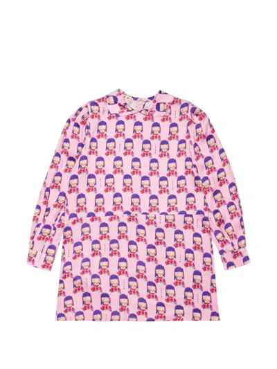Marni Kids' Graphic-print Peter Pan-collar Dress In Multi