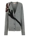 Marni Grey Alpaca Wool Cardigan With Flower Patch In Gray