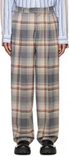 Marni Gray & Beige Checked Trousers In Chn76 Slate
