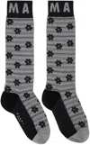 MARNI GRAY & BLACK FLOWER JACQUARD SOCKS