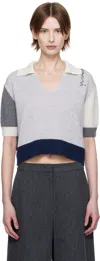 Marni Gray & Navy Cashmere Colour Block Polo In Bln15 Sodium
