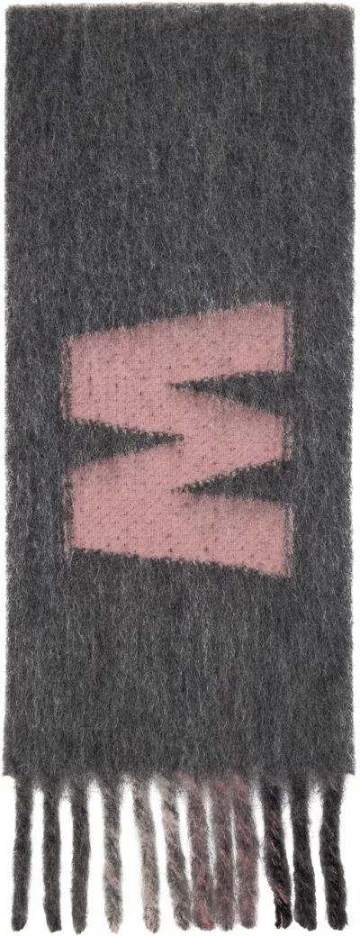 Marni Gray & Pink Maxi Logo Scarf