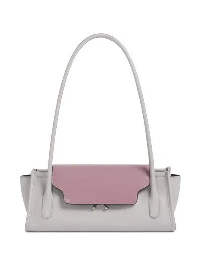 Marni Gray And Purple Leather Trunkette Bag In Pink