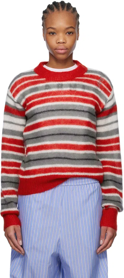 Marni Striped Mohair Blend Crewneck Sweater In Stripped