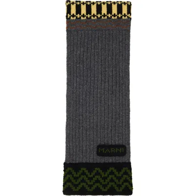 Marni Gray & Yellow Wool Scarf
