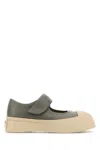 Marni Gray Calfskin Low-top Sneakers With Hook-and-loop Closure In Grey