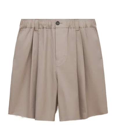Marni Grey Canvas Shorts With Pleats In Multi