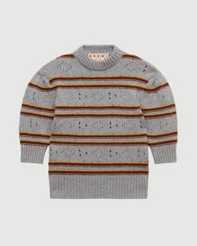 Marni Grey Cashmere Jumper With Openwork-knit In Gray