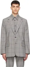 Marni Gray Check Blazer In Chb99 Blublack