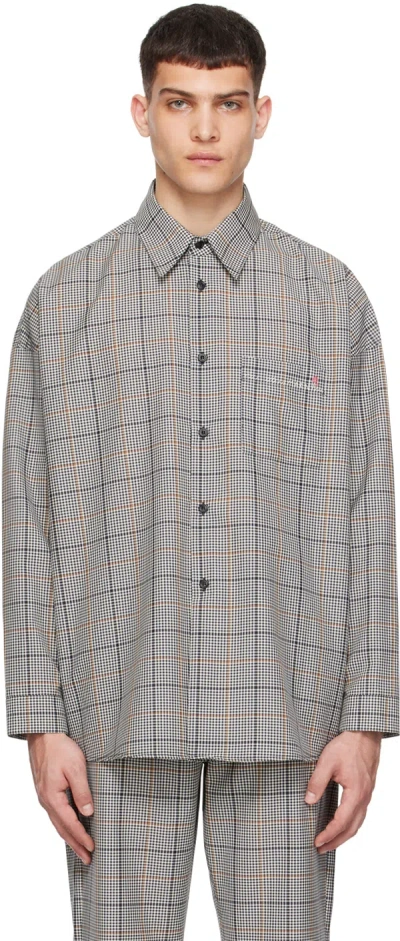 Marni Grey Check Shirt In Chb99 Blublack