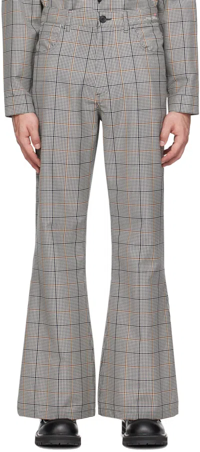 Marni Gingham-check Flared Trousers In Blue