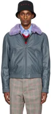 Marni Gray Contrast Leather Jacket In 00n55 Truffle