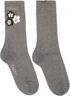Marni Ribbed Daisy-detrail Socks In Gray