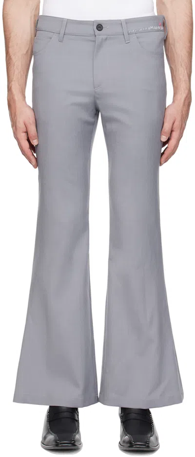 Marni Gray Embroidered Trousers In 00n30 Mercury