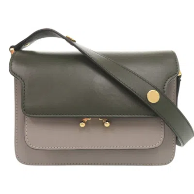 Pre-owned Marni Gray Green Leather Shoulder Bag () In Gray, Green