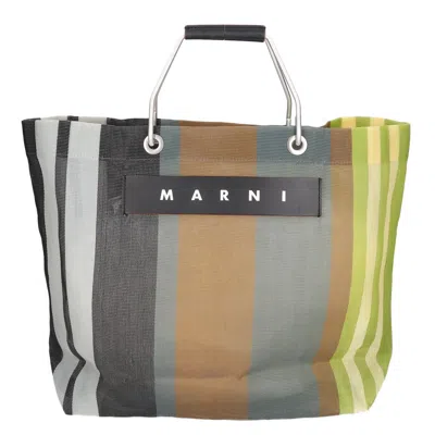 Pre-owned Marni Gray Green Nylon Tote Bag () In Gray, Green