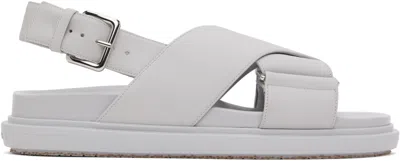 Marni Fussbet Leather Crisscross Sandals In Lily White