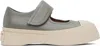 Marni Gray Calfskin Low-top Sneakers With Hook-and-loop Closure In 00n62 Neutral Grey