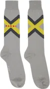 Marni Stripe-detail Ribbed-knit Socks In 00n38 Inox