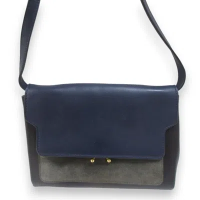 Pre-owned Marni Gray Navy Black Leather Shoulder Bag ()