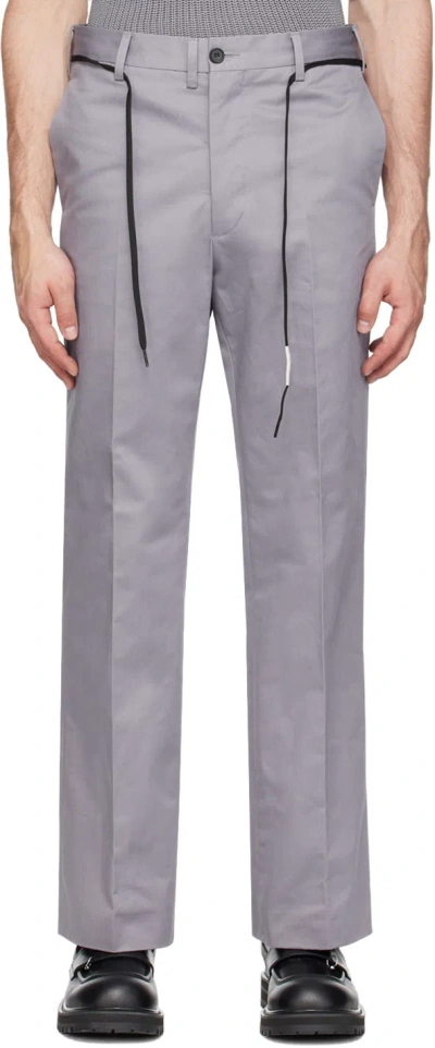 Marni Grey Straight-leg Trousers In 00n30 Mercury