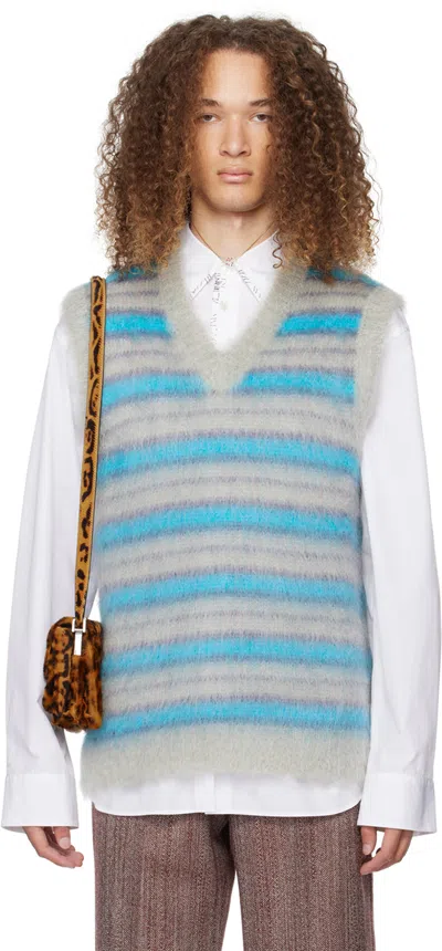 Marni Iconic Brushed Mohair Blend Knit Vest In Titanium