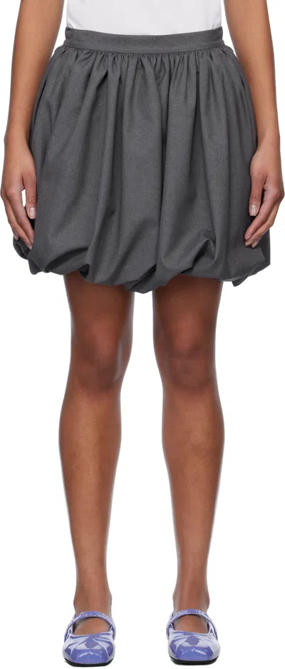 MARNI GRAY WOOL BALLOON MINISKIRT