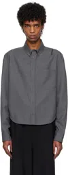 Marni Gray Wool Long Sleeve Shirt In 00n60 Graphite